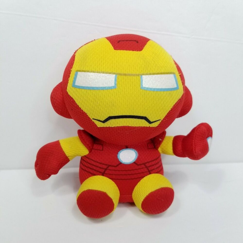 TY Beanie Baby IRON MAN Marvel Plush Stuffed Animal 6" red Yellow Soft